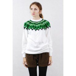 biało-zielony sweter